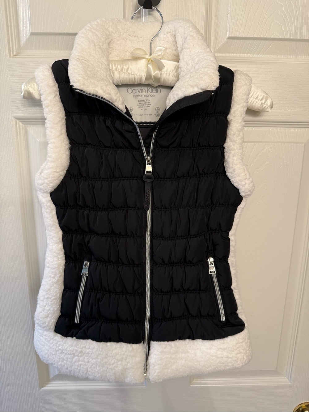 Calvin Klein Black Vest with White Sherpa Trim